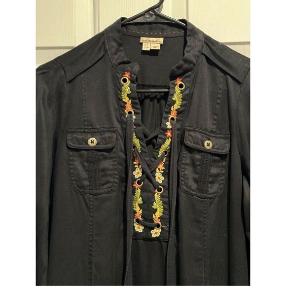 Anthropologie Holding Horses Imogen Floral Embroidered Shirt Dress Size 2 US - Picture 3 of 14